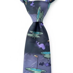 Vintage Jetson’s Men’s Neck Tie Cartoon Network Purple Novelty Golf Nostalgic